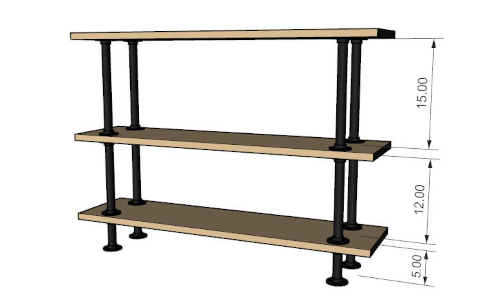 Black Pipe Shelving DIY Kit 48 wide x Etsy