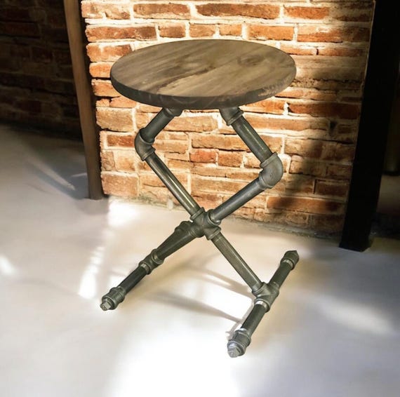 Industrial Pipe Bar Stool or Small Table, "DIY" Parts Kit, 1" Pipe x 20”, 24", or 27" Tall, Unique and Original Design
