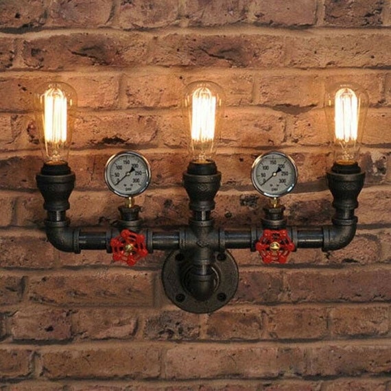 Vintage Industrial Iron Water Pipe Wall Sconce Light Retro Loft Lamp Fixture