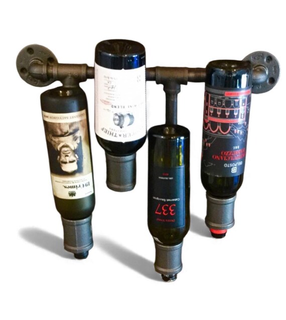 Industrial Pipe Wine Bottle Rack Parts Kit | DIY Rustic Storage Organizer for Home Bar & Kitchen Decor