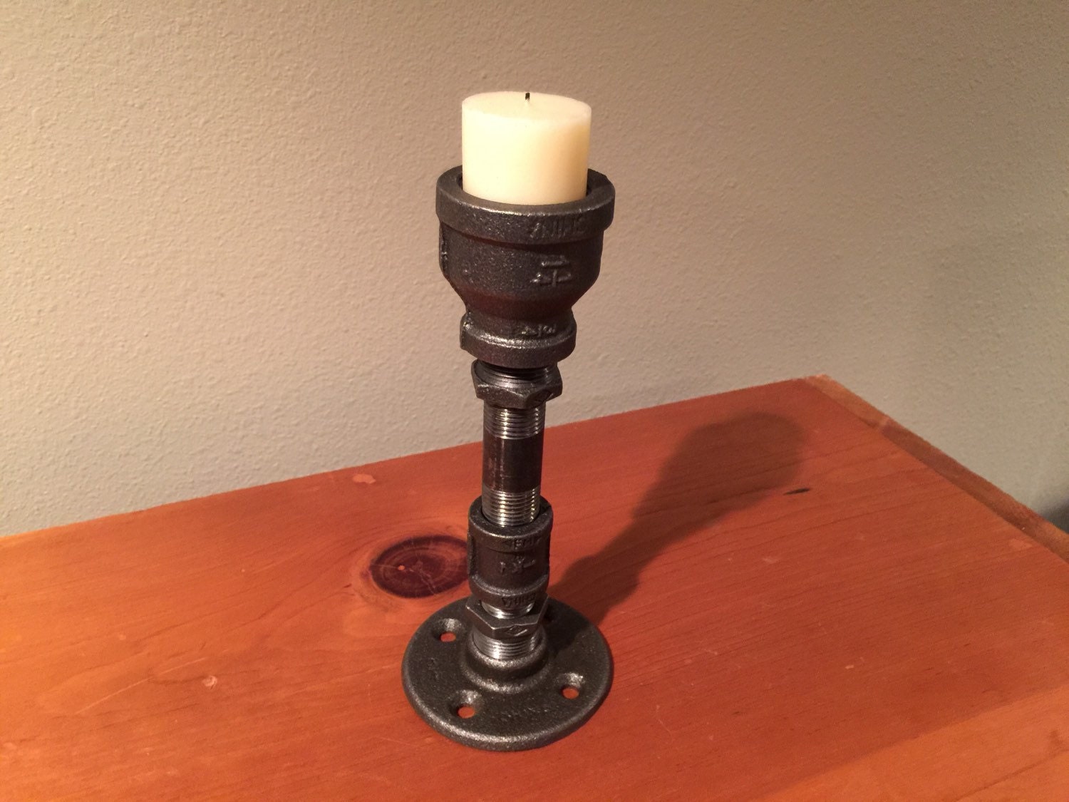 Industrial black pipe candle holder, steampunk, loft, urban style, DIY