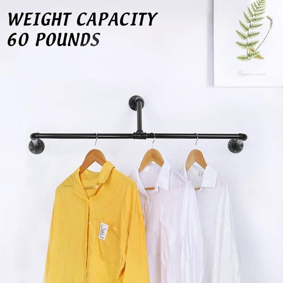 Closet Hanger Rod, Industrial Pipe, T-Bar Pipe Wall Mounted Clothes Rack