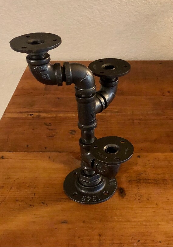 Industrial Pipe Candle Holder, Holds 3 Candles
