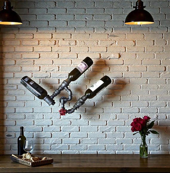 Wine Bottle Rack, Industrial Iron pipe, Handmade in USA