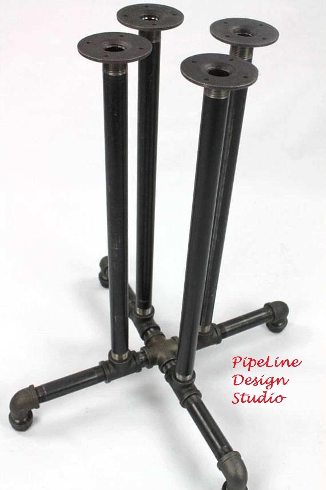 Industrial Pipe Table Base Diy Parts, Black Pipe Furniture Base