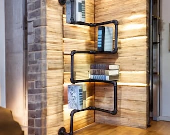 Industrial Pipe Bookshelf, 4 Levels – Unique, Space-Saving, Trendy Loft Style