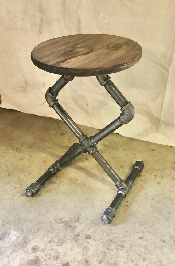 Industrial Pipe Side/End/Accent Table Base "DIY" Parts Kit, 1" Pipe x 22” Tall, Unique and Original Design