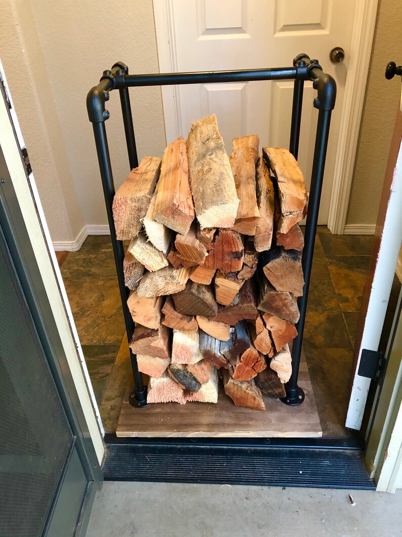 Pipe Firewood Storage Rack With Wheels Etsy