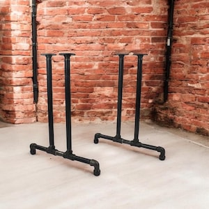 Industrial Pipe Table Legs "DIY" Parts Kit, 2 End Frames 1/2” Pipe X 22” Wide X 40”  Tall - Bar Height - Superior Quality