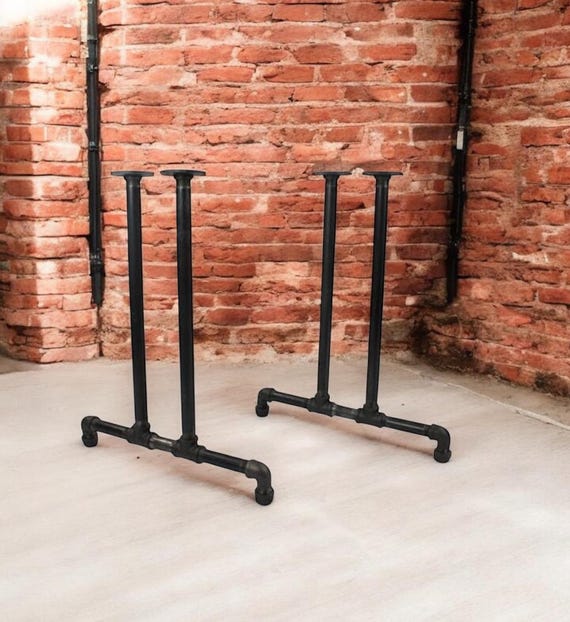 Industrial Pipe Table Legs "DIY" Parts Kit, 2 End Frames 1/2” Pipe X 22” Wide X 40”  Tall - Bar Height - Superior Quality