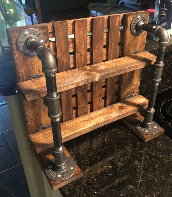 Industrial Pipe and Reclaimed Wood Counter Shelf, Knick Knacks, Collectible Display, Spice Rack, Handmade