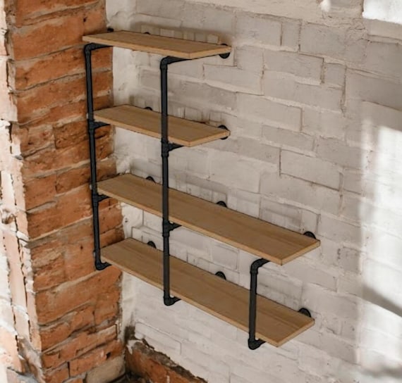 Iron Pipe Shelving Unit - 42 Inches Tall, Shelf options include 8”, 10”, 12”, 14”, 16”, 18” -DIY
