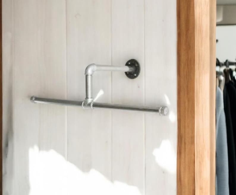 Industrial Pipe Closet Rod | Heavy Duty Clothing Rack | Wall Mounted ...