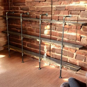 Industrial Iron Pipe Shelving Kit - Depth Options - 4", 5", 6", 7", 8", 9", 10", 11", 12", 14", 16", and 18" Rustic Style Pipe Storage Shelf