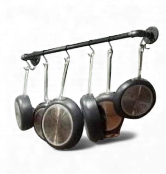 Wall-Mounted Pan Rack Organizer - Industrial Pipe Kitchen Storage, Multiple Sizes for Pots & Pans