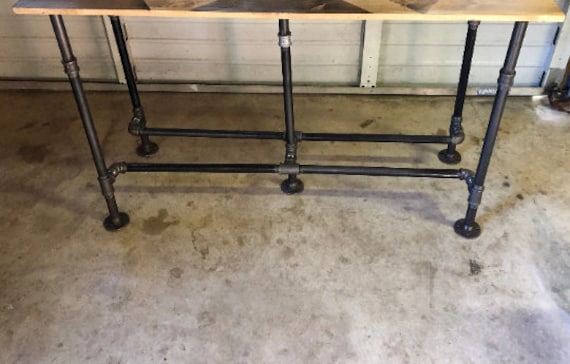 Authentic Industrial Grade Iron Pipe Table Base - Bar Height 40" tall - with Foot Rails <>Sale Ending Soon<> Custom Orders Accepted