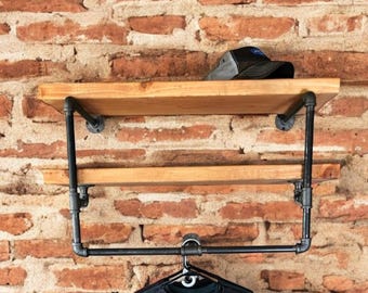 Industrial Pipe Shelf Bracket/Clothes Hanger, “DIY” Parts Kit - Custom Sizing Options Available by request