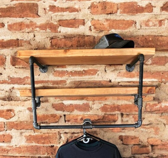 Industrial Pipe Shelf Bracket/Clothes Hanger, “DIY” Parts Kit - Custom Sizing Options Available by request