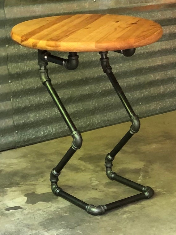 Industrial Pipe Accent Table/End Table Base - 1" pipe x 12" wide x 20" tall, "DIY" Parts Kit