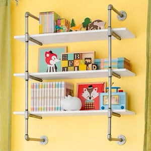 Unique Silver Pipe Shelving, Heavy Duty Support