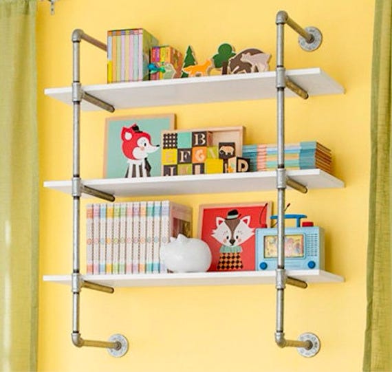 Unique Silver Pipe Shelving, Heavy Duty Support