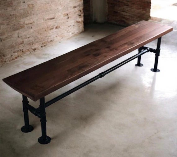 Industrial Iron Pipe Bench Base "DIY" Parts Kit- 3/4” pipe x 66” long x 12" wide x 18" tall (perfect for 6’ long bench)