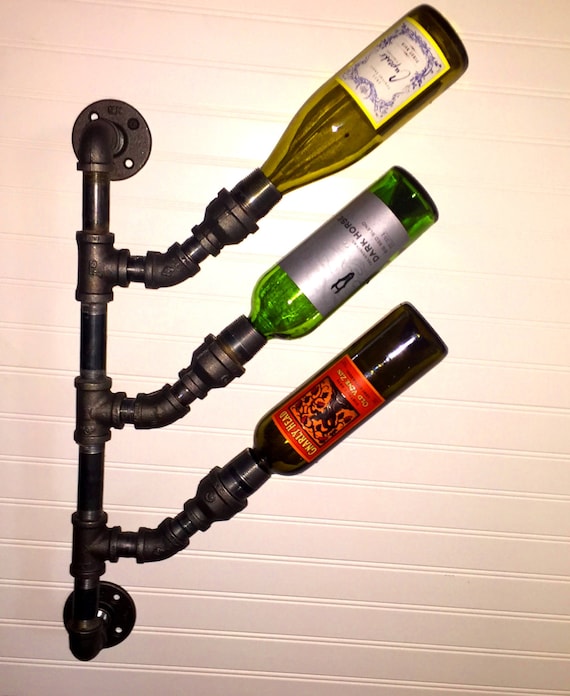 Industrial Black Pipe Wine Rack Bottle Holder Wall Mount "DIY" Parts Kit