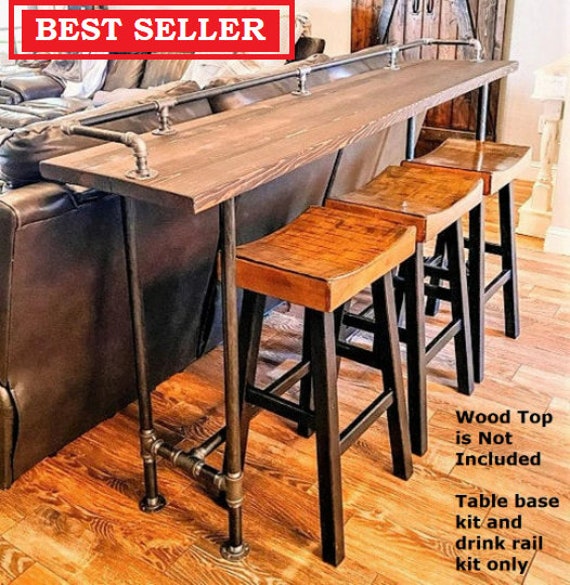 Industrial Pipe Table Base & Drink Rail "DIY" Parts Kits - 72” long x 16” wide x 40" tall - Big <<SALE>>