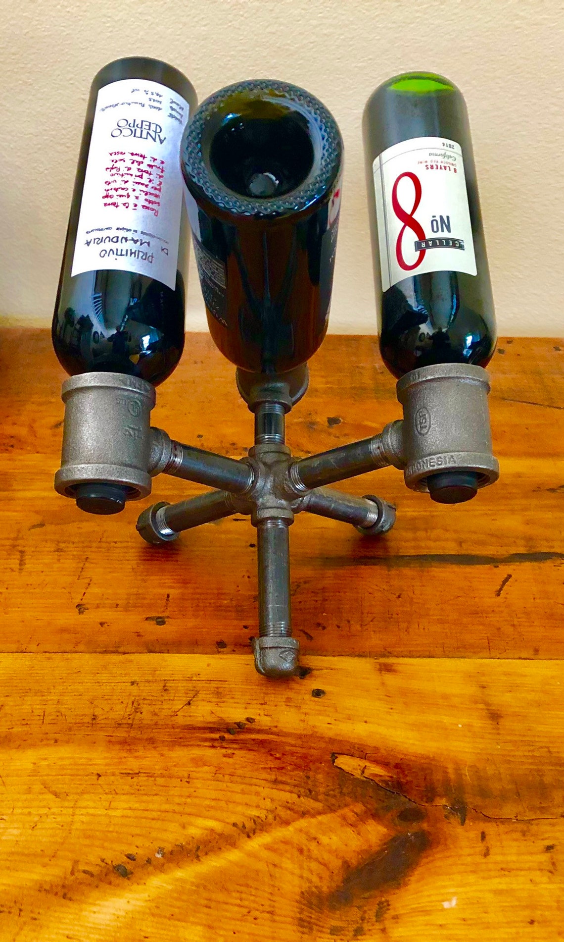 Industrial Black Pipe Wine Rack Liquor Bottle Holder Holds Etsy