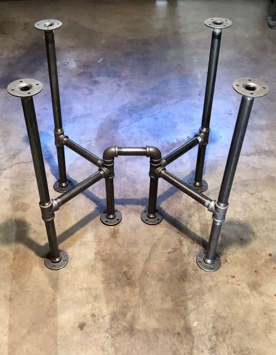 Black Pipe Cross Table Base, "DIY" Parts Kit, Unique Table Base, 3/4" Pipe x 28" long x 22" wide x 20" - 42" tall