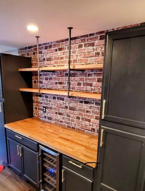 Industrial Pipe Shelving, Parts Kit "DIY" - 2 Shelves x 10" Deep x 40" tall, Easy and Affordable Home Project FREE Shipping!