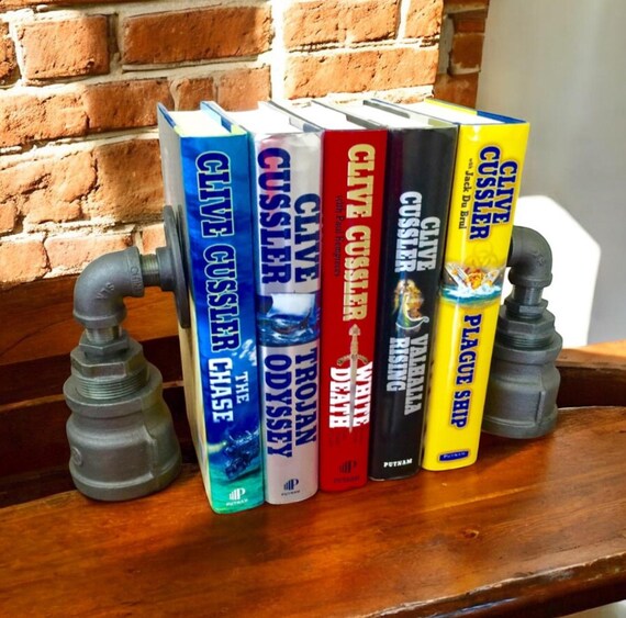 Industrial Iron Pipe Bookends, Heavy Duty - 1 PAIR (2 Bookends)