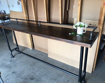 Industrial Pipe Table Legs and Sturdy Drink Rail Kit - Rustic Vintage Style, Custom Depth, Height Options for Bar & Counter Tables