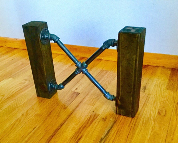 Black Pipe Table Legs - 20-1/2" wide x 15" tall -Two End Frames Included with Purchase