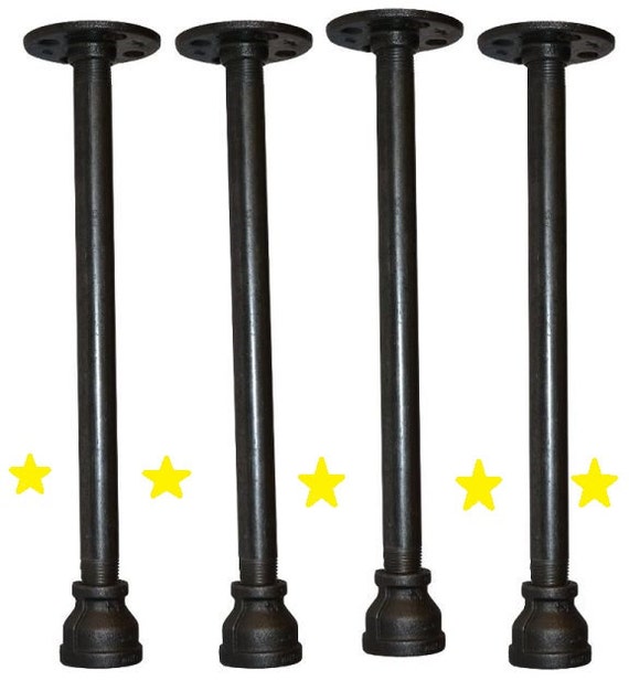 Industrial Black Iron Pipe Table Legs , INCLUDES 4 Complete Table Legs 3/4" Diameter 6", 7", 8", 9",10", 12", 18", 24",30" & 36" "DIY"