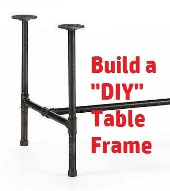 Black Pipe Table Frame Legs Diy Parts Kit 1 X 94 Long 8 Wide 35 Tall With S Top And Bottom An Extra Leg Support - Diy Table Legs Pipe