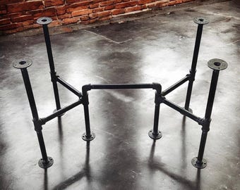 Industrial Pipe Dining Room Table Base, "DIY" Parts Kit, 66" long x 22” wide x 30" tall