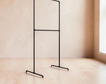 Industrial Pipe Free Standing Heavy Duty Clothing Rack, Wardrobe/Garment Rack
