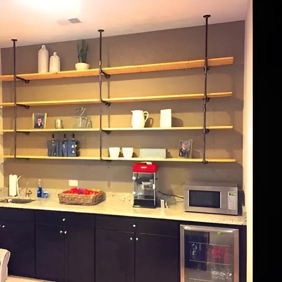 Shelving Kit DIY Industrial Pipe Wall and Ceiling Mount Storage Organizer for Kitchen Cabinets & Home