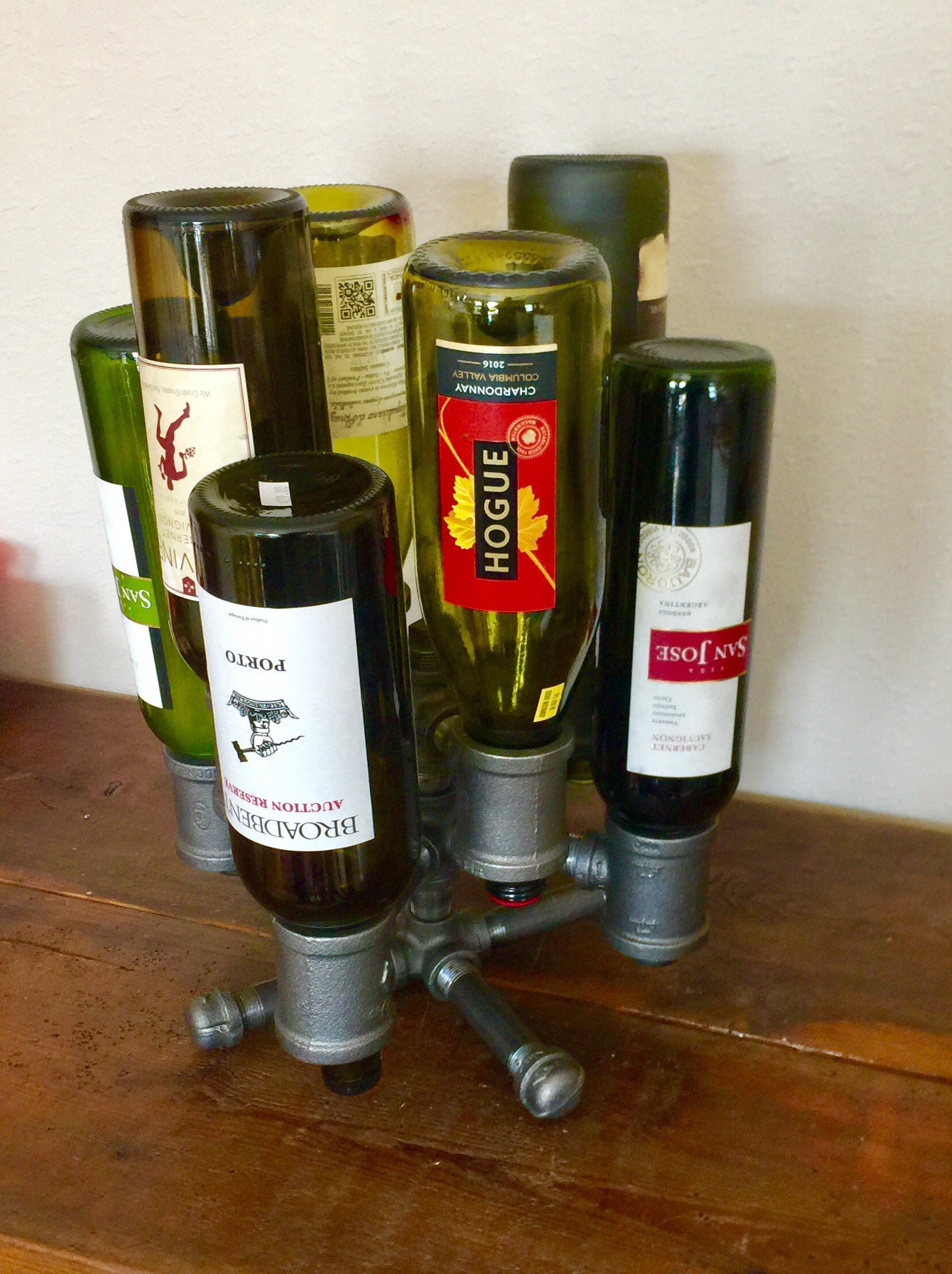 Black Pipe Wine Rack Holds up to 8 Wine Bottles Table Top Etsy