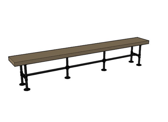 Iron Pipe Bench Base "DIY" Parts Kit- 3/4” pipe x 92" long x 12" wide x 18" tall (perfect for 8' long bench)