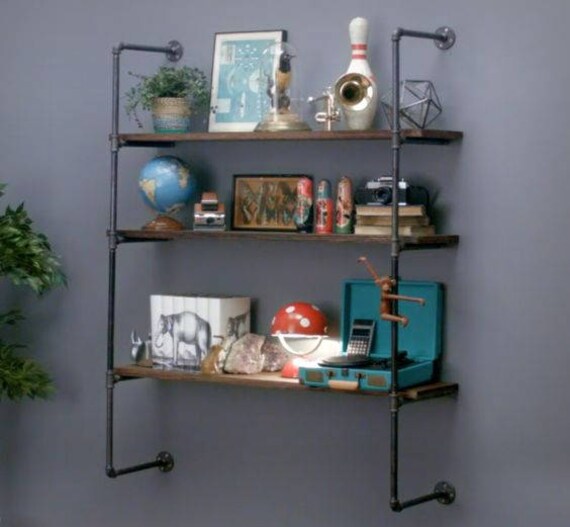 Pipe Shelving System, Open Shelving Wall Unit, Parts Kit "DIY", Easy to Assemble, 5 Shelves