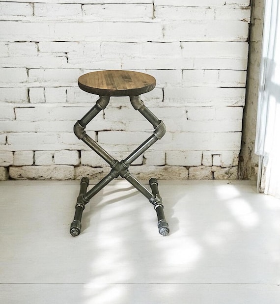 Industrial Pipe Bar Stool or Small Table, "DIY" Parts Kit, 1" Pipe x 20”, 24", or 27" Tall, Unique and Original Design
