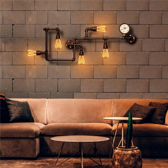 Retro Industrial Steampunk Wall Lamp Retro Wall Light Rustic Vintage Pipe Sconce