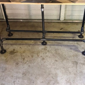 Industrial Iron Pipe Table Base - 1" Pipe x 40" tall, Length Options -54", 66", 78", 92" or 104"<>Depth Options - 20", 24", 26", 28" or 30"