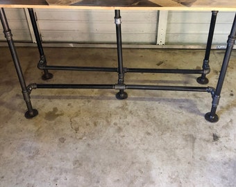 Industrial Iron Pipe Table Base - 1" Pipe x 40" tall, Length Options -54", 66", 78", 92" or 104"<>Depth Options - 20", 24", 26", 28" or 30"