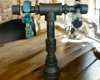 Industrial Iron Pipe Jewelry Stand DIY Kit - Bracelet & Watch Holder Display Organizer for Men and  Women