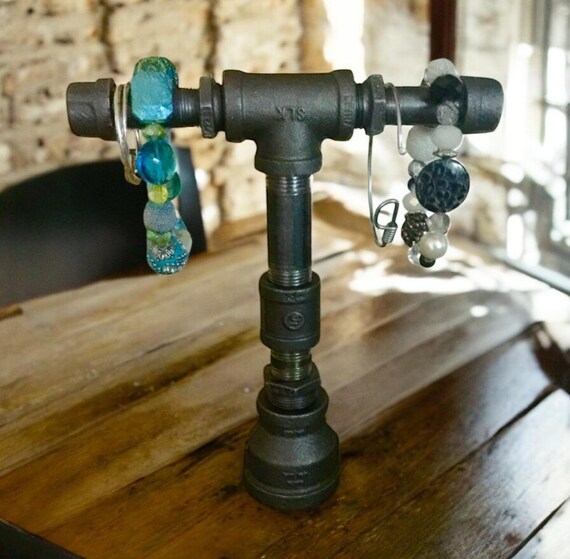 Industrial Iron Pipe Jewelry Stand DIY Kit - Bracelet & Watch Holder Display Organizer for Men and  Women