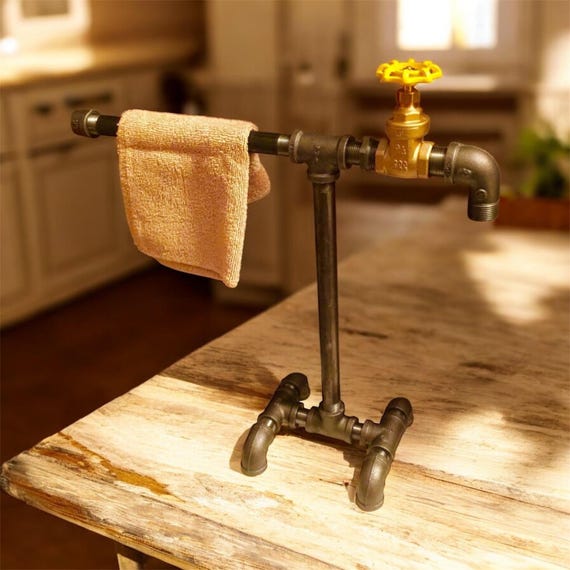 Industrial Pipe Towel Bar, Towel Rack, For Bathroom, Kitchen, Sturdy Free Standing
