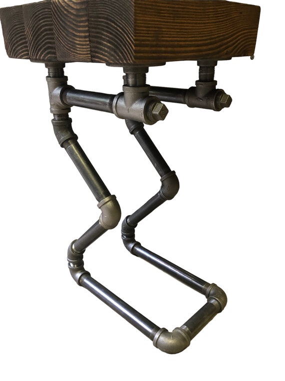 Black Pipe Table or Bar Stool - 27” tall x 14” x 14”